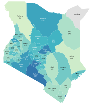 map of Kenya showing county level family planning usage